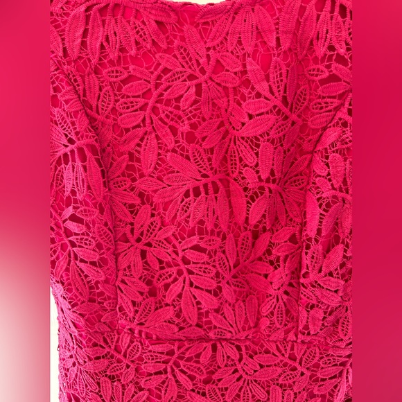 Lulus Right Sheer, Right Now Magenta Lace Bodycon Dress Style: DA863J Size L EUC - Picture 6 of 9